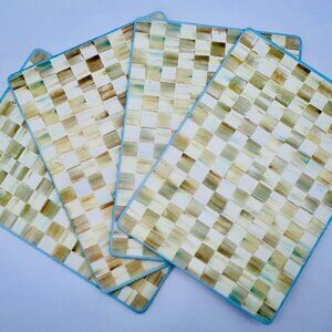 MACKENZIE-CHILDS Cork-Back Placemats, Hard-Finish Washable Table Mats, Set of 4,